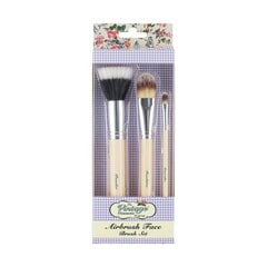 Makiažo šepetėlių rinkinys The Vintage Cosmetic Company Airbrush, 3 vnt. цена и информация | Кисти для макияжа, спонжи | pigu.lt