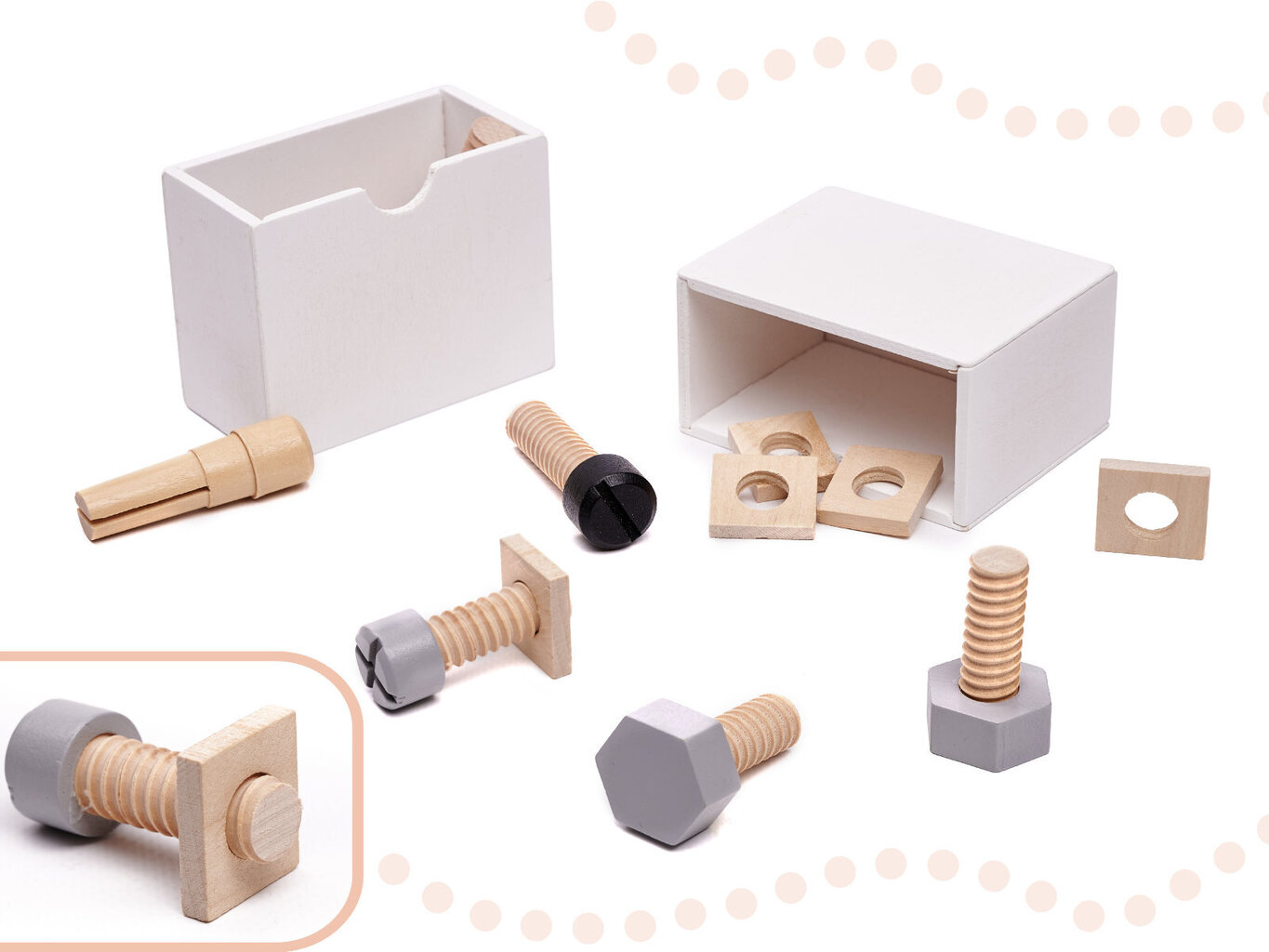 Vaikiškas medinis įrankų dėžės komplektas kaina ir informacija | Lavinamieji žaislai | pigu.lt