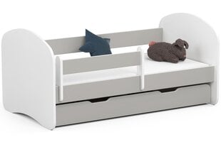 Кровать с матрасом, ящиком для постельного белья и съемной защитой NORE Smile, 140x70 см, белый/серый цена и информация | Детские кровати | pigu.lt