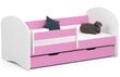 Lova su čiužiniu, patalynės dėže ir nuimama apsauga NORE Smile, 140x70 cm, rožinė/balta цена и информация | Vaikiškos lovos | pigu.lt