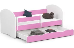 Lova su čiužiniu, patalynės dėže ir nuimama apsauga NORE Smile, 140x70 cm, rožinė/balta kaina ir informacija | Vaikiškos lovos | pigu.lt
