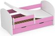Lova su čiužiniu, patalynės dėže ir nuimama apsauga NORE Smile, 140x70 cm, rožinė/balta цена и информация | Vaikiškos lovos | pigu.lt
