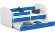 Lova su čiužiniu, patalynės dėže ir nuimama apsauga NORE Smile, 140x70 cm, balta/mėlyna kaina ir informacija | Vaikiškos lovos | pigu.lt