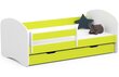 Lova su čiužiniu, patalynės dėže ir nuimama apsauga NORE Smile, 160x80 cm, balta/žalia цена и информация | Vaikiškos lovos | pigu.lt