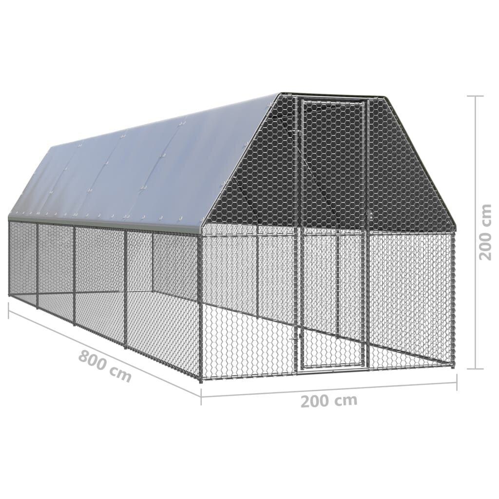 Lauko narvas viščiukams, 2x8x2 m, pilkas цена и информация | Inkilai, lesyklėlės, narvai | pigu.lt