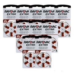 Rayovac Extra Advanced 312 baterijos klausos aparatams, 60 vnt. kaina ir informacija | Elementai | pigu.lt