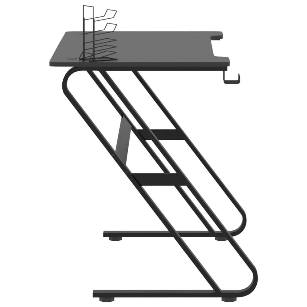 vidaXL Žaidimų stalas su ZZ formos kojelėmis, juodas, 110x60x75cm kaina ir informacija | Kompiuteriniai, rašomieji stalai | pigu.lt