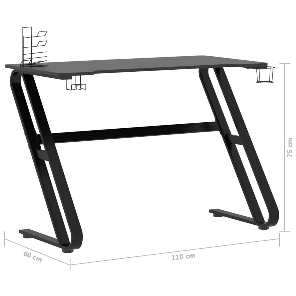 vidaXL Žaidimų stalas su ZZ formos kojelėmis, juodas, 110x60x75cm kaina ir informacija | Kompiuteriniai, rašomieji stalai | pigu.lt