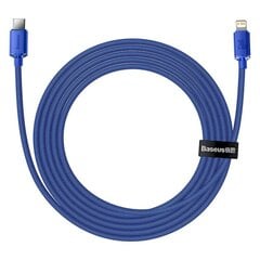 Кабель Baseus Crystal USB-C на Lightning, 20 Вт, PD, 2 м (синий) цена и информация | Кабели для телефонов | pigu.lt