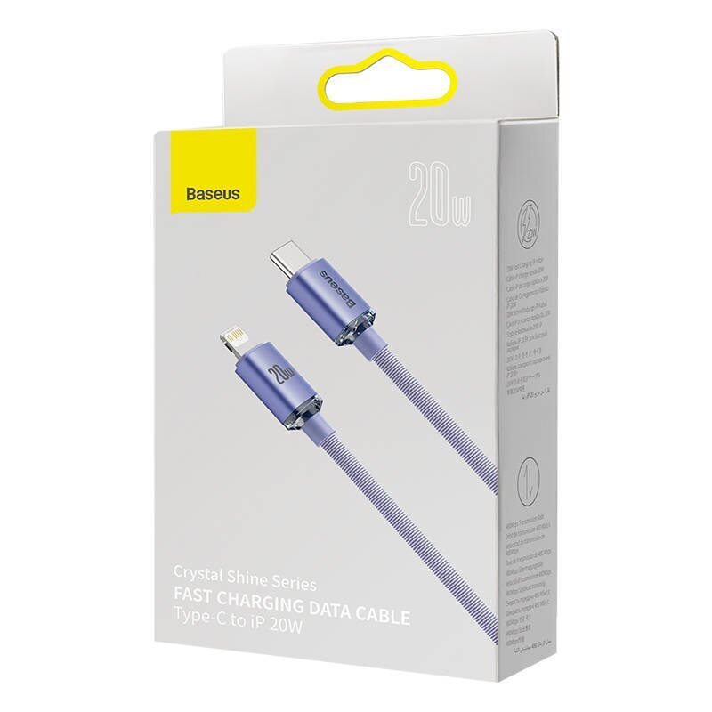 Telefono laidas Baseus Crystal cable USB-C to Lightning, 1.2m, violetinis kaina ir informacija | Laidai telefonams | pigu.lt