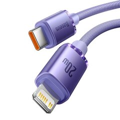 Telefono laidas Baseus Crystal cable USB-C to Lightning, 1.2m, violetinis kaina ir informacija | Laidai telefonams | pigu.lt