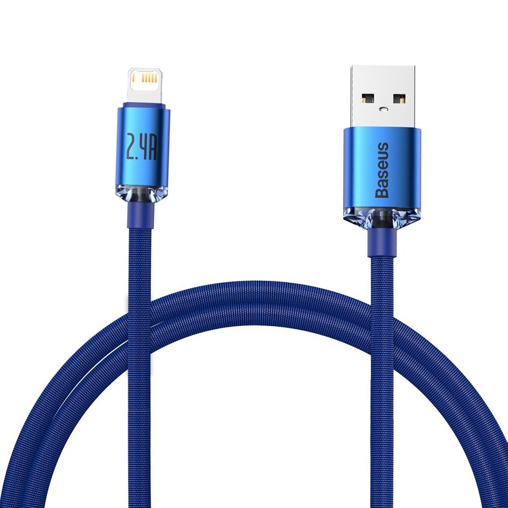 "Baseus Crystal Shine" serijos USB laidas greitam įkrovimui ir duomenų perdavimui A tipo USB - "Lightning" 2,4A 1,2 m mėlynas kaina ir informacija | Laidai telefonams | pigu.lt