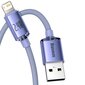 Telefono laidas Baseus Crystal cable USB to Lightning, 2.4A, 1.2m, violetinis kaina ir informacija | Laidai telefonams | pigu.lt