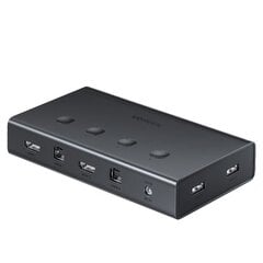 Ugreen KVM (Keyboard Video Mouse) switch 4 x 1 HDMI (female) 4 x USB (female) 4 x USB Type B (female) black (CM293) цена и информация | Адаптеры, USB-разветвители | pigu.lt