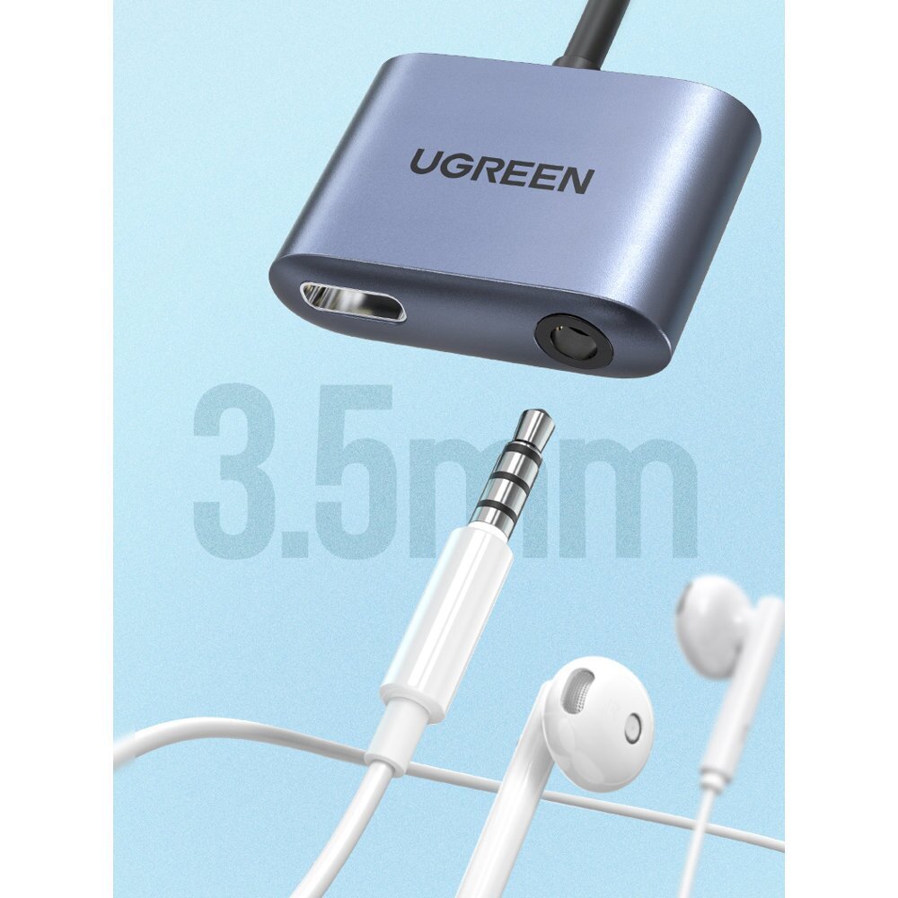 Ugreen audio adapter USB Type C (m) - USB Type C PD QC (f) + 3.5mm mini jack (f) CM231 kaina ir informacija | Laidai telefonams | pigu.lt