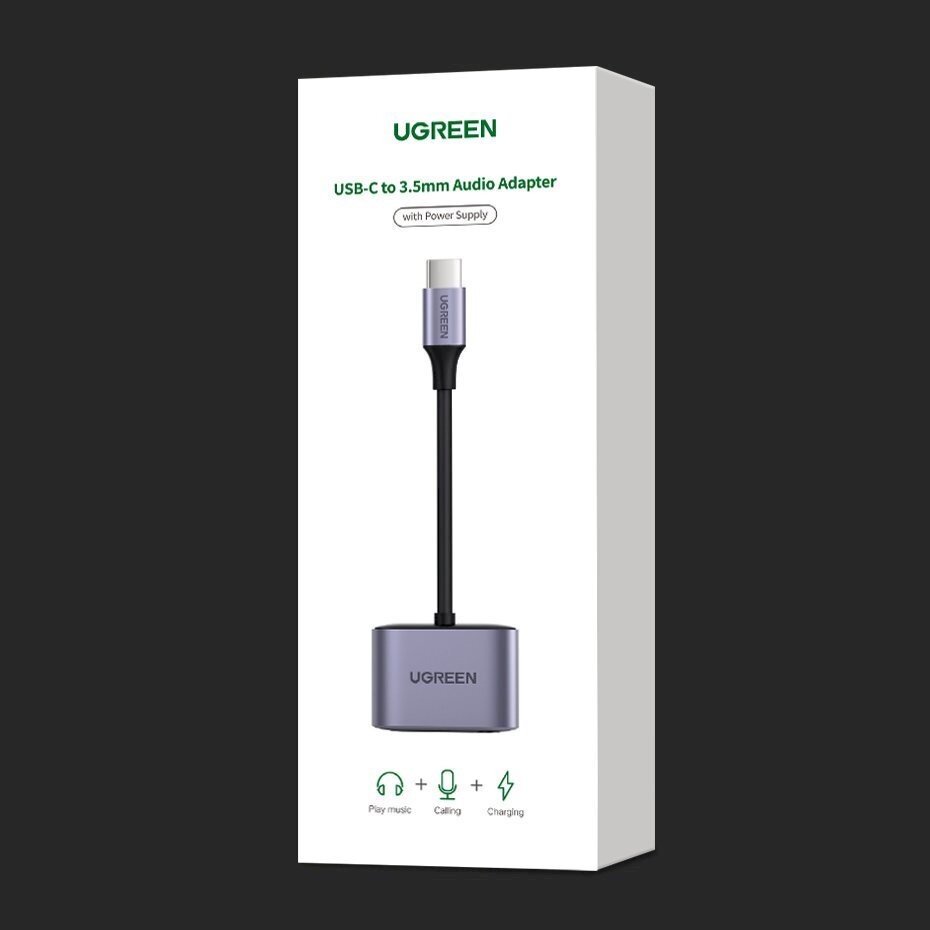 Ugreen audio adapter USB Type C (m) - USB Type C PD QC (f) + 3.5mm mini jack (f) CM231 kaina ir informacija | Laidai telefonams | pigu.lt