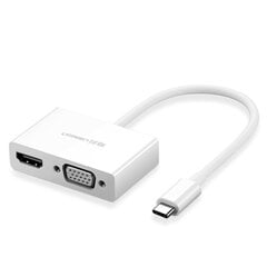 Ugreen adapter video converter USB Type C - HDMI / VGA white (MM123) цена и информация | Адаптеры, USB-разветвители | pigu.lt