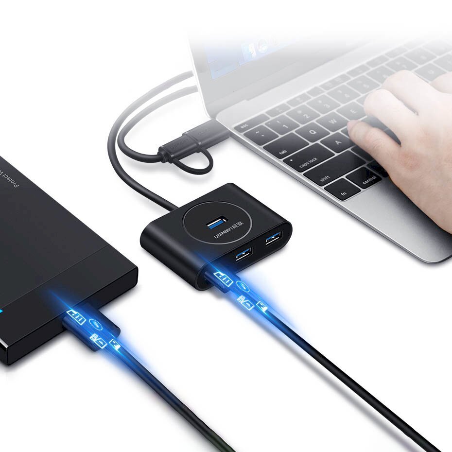 Ugreen multifunctional USB HUB Type C - 4 x USB 3.0 CR113, 1 m kaina ir informacija | Laidai telefonams | pigu.lt