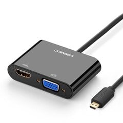 Ugreen video adapter micro HDMI - HDMI + VGA MM115, 0.3 m kaina ir informacija | Adapteriai, USB šakotuvai | pigu.lt