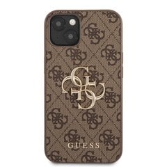 Guess PU 4G Metal Logo Case skirtas iPhone 13, rudas kaina ir informacija | Telefono dėklai | pigu.lt