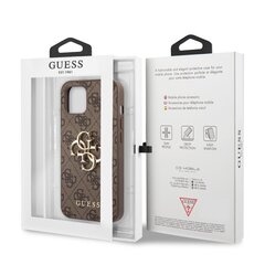 Guess PU 4G Metal Logo Case skirtas iPhone 13, rudas kaina ir informacija | Telefono dėklai | pigu.lt