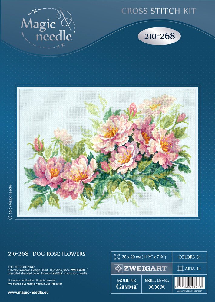 Siuvinėjimo rinkinys Magic Needle Dog-Rose Flowers 210-268 kaina ir informacija | Siuvinėjimo priemonės | pigu.lt
