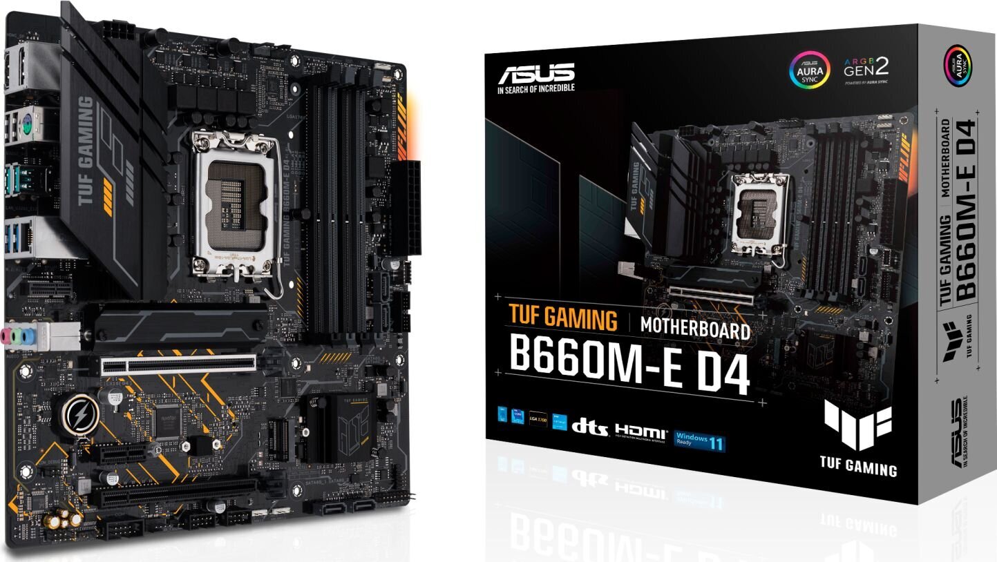 Asus TUF Gaming B660M-E D4 kaina ir informacija | Pagrindinės plokštės | pigu.lt