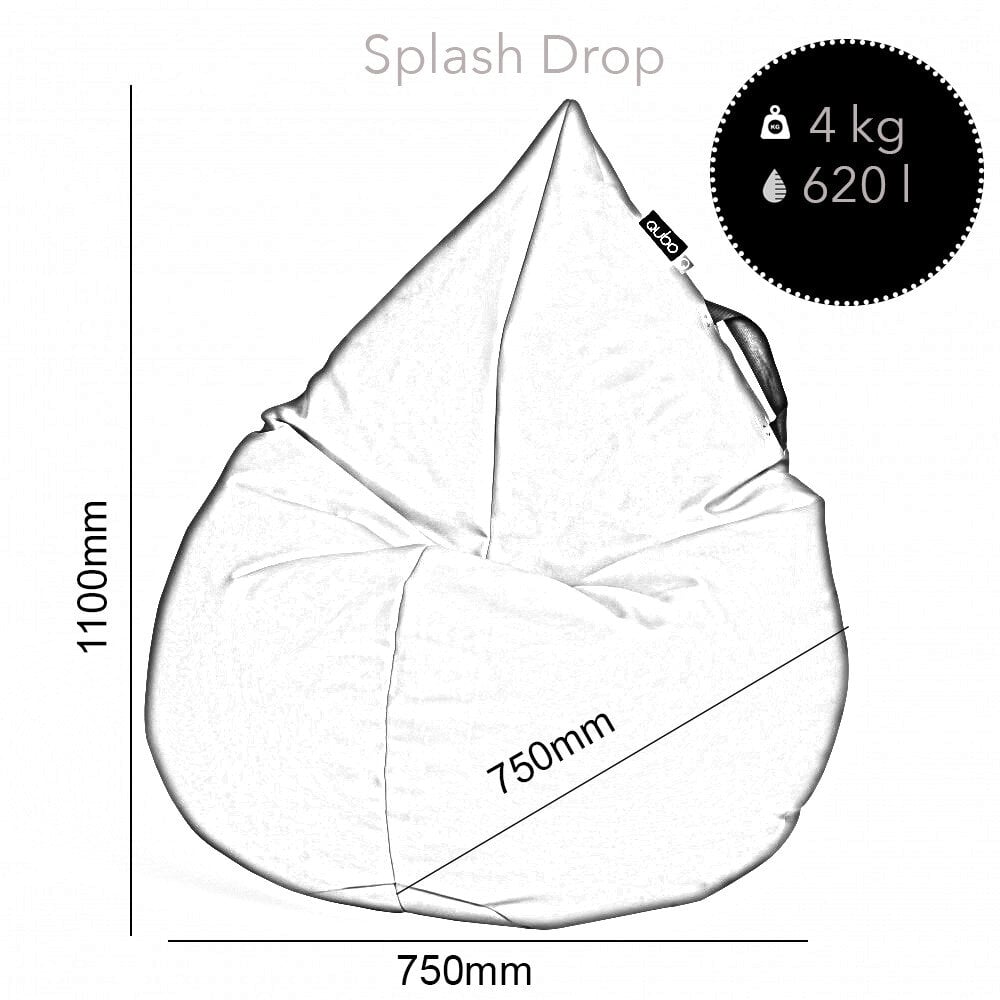 Sėdmaišis Qubo™ Splash Drop, dirbtinė oda, oranžinis kaina ir informacija | Sėdmaišiai ir pufai | pigu.lt
