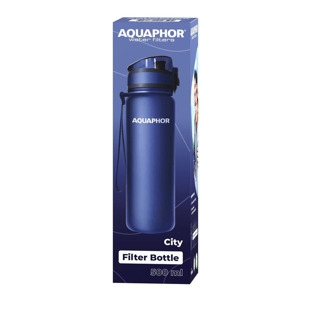 Filtras-butelis Aquaphor City, 500 ml, tamsiai mėlyna kaina ir informacija | Gertuvės | pigu.lt