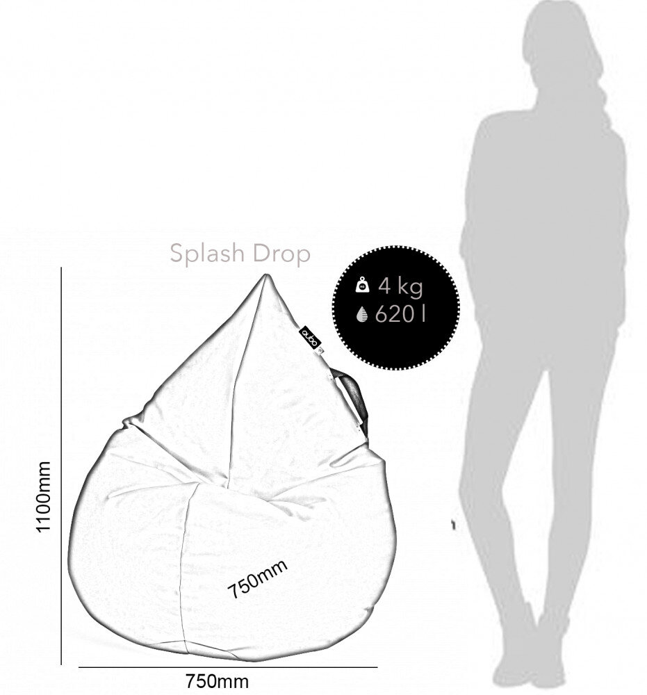 Sėdmaišis Qubo™ Splash Drop, gobelenas, juodas цена и информация | Sėdmaišiai ir pufai | pigu.lt
