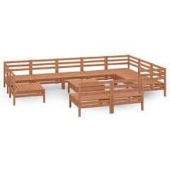 vidaXL Sodo poilsio baldų komplektas, 11 dalių, medaus rudas, pušis kaina ir informacija | Lauko baldų komplektai | pigu.lt