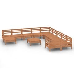 vidaXL Sodo poilsio baldų komplektas, 12 dalių, medaus rudas, pušis kaina ir informacija | Lauko baldų komplektai | pigu.lt