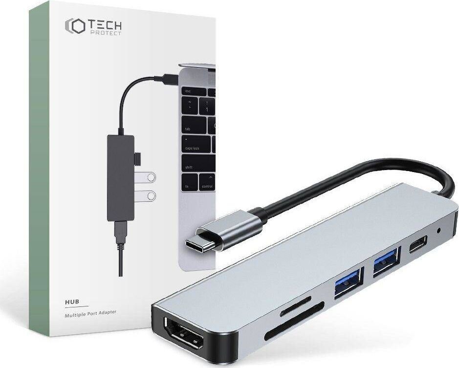 Tech-Protect V4 6in1 šakotuvas kaina ir informacija | Adapteriai, USB šakotuvai | pigu.lt