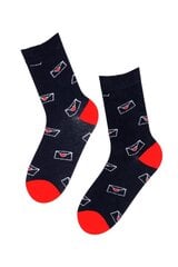 Medvilninės kojinės EMAIL mėlynos ir raudonos spalvos su meilės laiškelių raštu kaina ir informacija | Moteriškos kojinės | pigu.lt