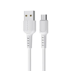 Прочный и эластичный 2A Micro USB на USB кабель данных и заряда Borofone BX16, 1 м, белый цена и информация | Кабели для телефонов | pigu.lt