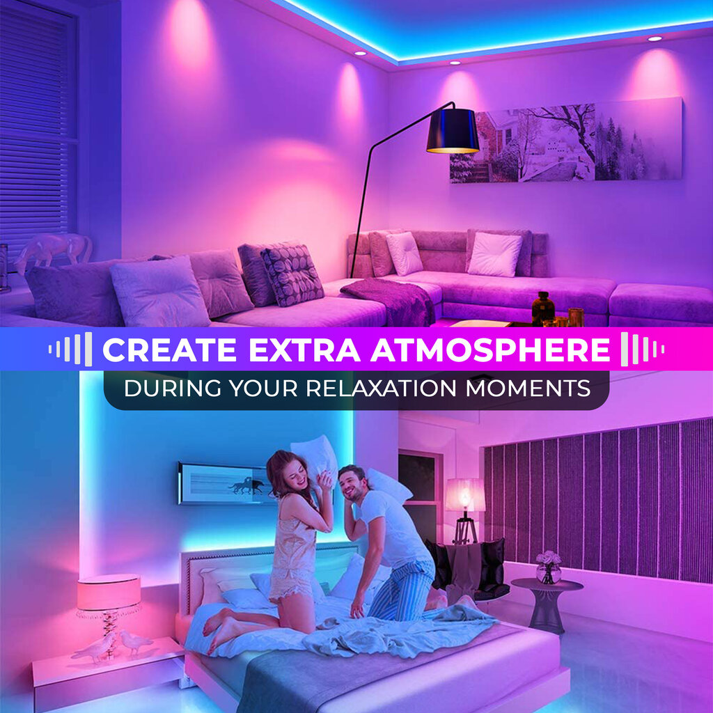 Išmanioji RGB 5050 LED juosta 20m su Bluetooth funkcija ir muzikos valdymu kaina ir informacija | LED juostos | pigu.lt