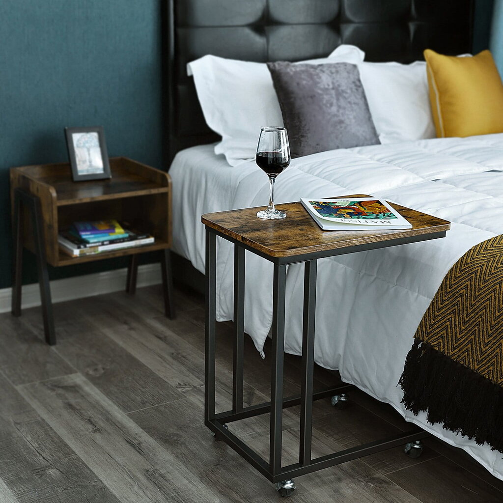 Naktinis staliukas LET54X, rudas/juodas kaina ir informacija | Spintelės prie lovos | pigu.lt