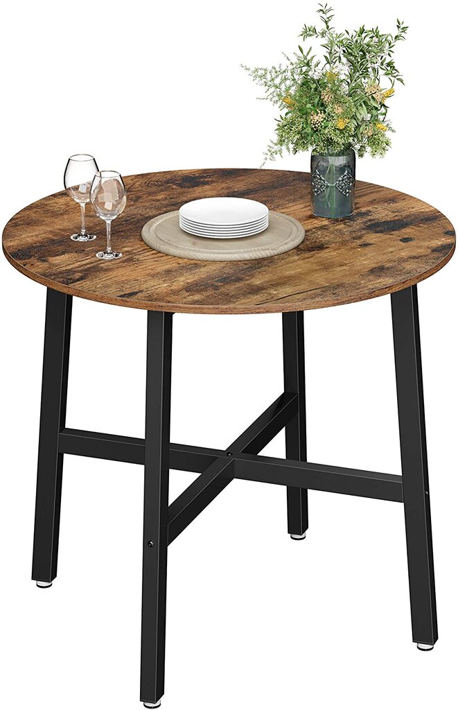 Stalas KDT080B01, rudas/juodas kaina ir informacija | Virtuvės ir valgomojo stalai, staliukai | pigu.lt