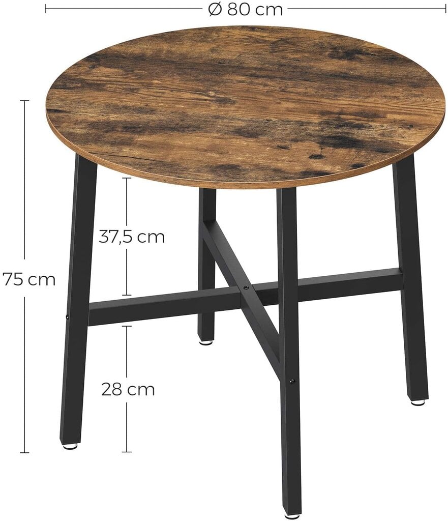Stalas KDT080B01, rudas/juodas kaina ir informacija | Virtuvės ir valgomojo stalai, staliukai | pigu.lt