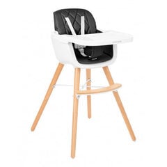 Medinė maitinimo kėdutė Kikkaboo Woody 2in1, juoda kaina ir informacija | Maitinimo kėdutės | pigu.lt