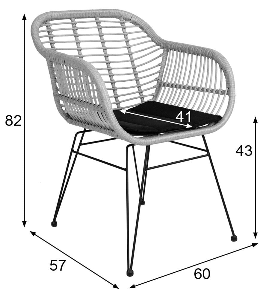 2-jų lauko kėdžių komplektas Trieste, juodas kaina ir informacija | Lauko kėdės, foteliai, pufai | pigu.lt