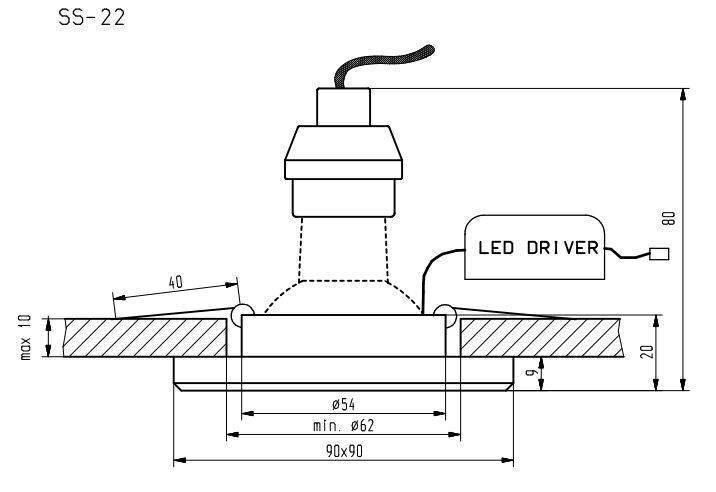 Candellux įmontuojami LED šviestuvai SS-22, 3 vnt kaina ir informacija | Įmontuojami šviestuvai, LED panelės | pigu.lt