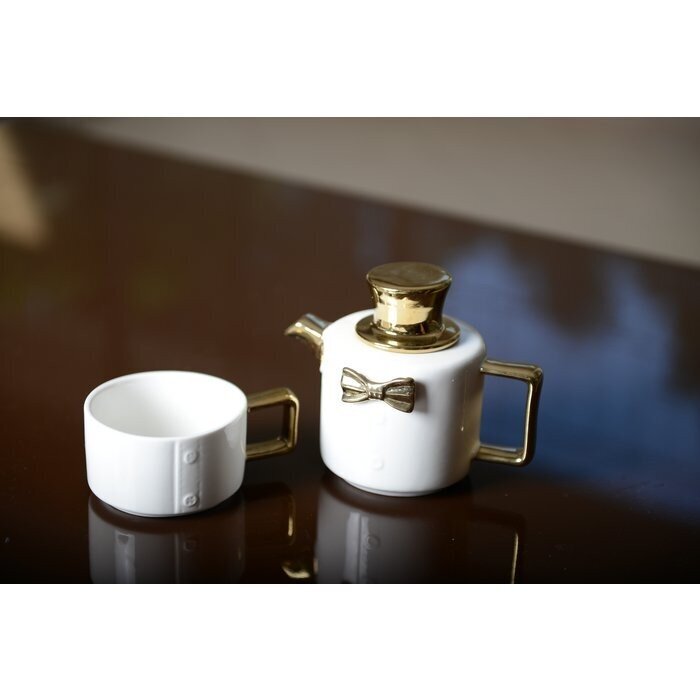 Porcelianinis arbatinukas su puodeliu Bow Tie, 17 cm kaina ir informacija | Kavinukai, virduliai | pigu.lt