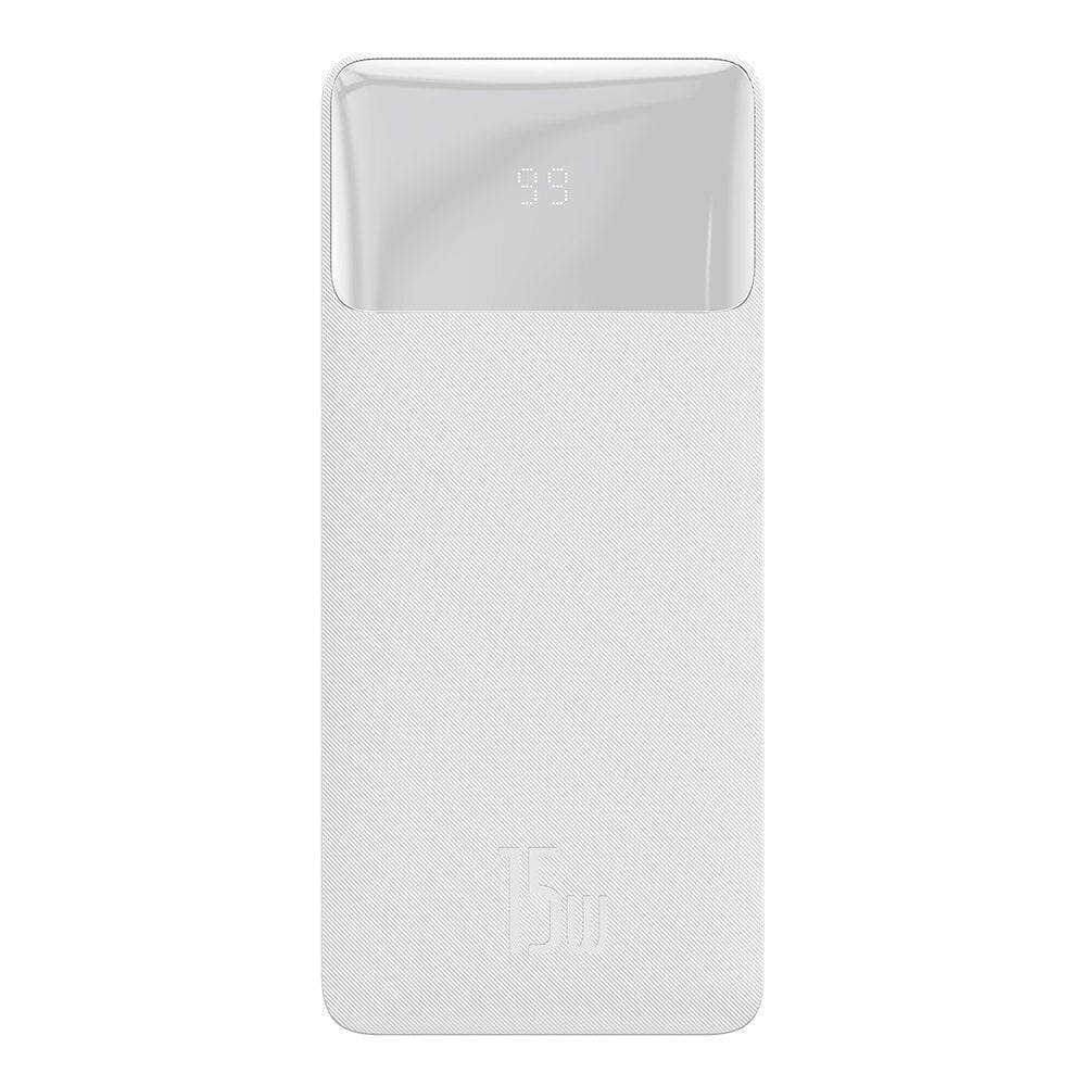 Baseus Power Bank 10000mAh Bipow - 2xUSB + C tipas - 15W, baltas kaina ir informacija | Atsarginiai maitinimo šaltiniai (power bank) | pigu.lt