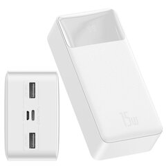 Baseus nešiojamas įkroviklis 30000mAh Bipow - 2xUSB + C tipas - PD 3.0 QC 3.0 15W, baltas kaina ir informacija | Atsarginiai maitinimo šaltiniai (power bank) | pigu.lt