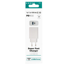 Vivanco адаптер питания USB-A/USB-C PD3 20W, белый (62401) цена и информация | Зарядные устройства для телефонов | pigu.lt