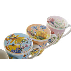 Puodelis su arbatos filtru DKD Home Decor Gėlės, 340 ml, 4 vnt kaina ir informacija | Taurės, puodeliai, ąsočiai | pigu.lt