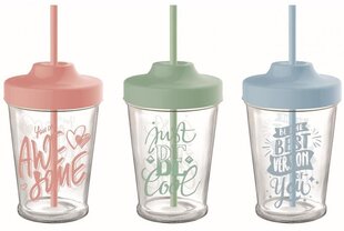 Smoothie stiklas su šiaudeliais, 500 ml, įvairių spalvų kaina ir informacija | Taurės, puodeliai, ąsočiai | pigu.lt
