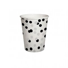 Popieriniai puodeliai - Confetti silver black, 250 ml, 10 vnt kaina ir informacija | Vienkartiniai indai šventėms | pigu.lt