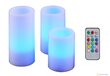 Tikro vaško 3 vnt. žvakių RGB LED rinkinys su nuotolinio valdymo pultu kaina ir informacija | Staliniai šviestuvai | pigu.lt